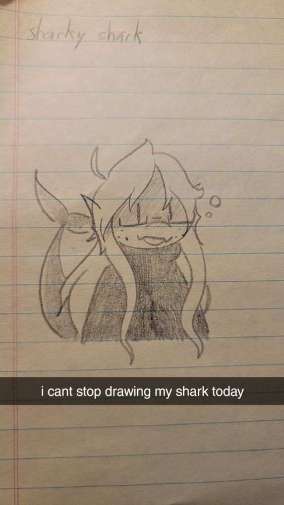another shark staring blankly with her tongue out
"i can't stop drawing my shark today"