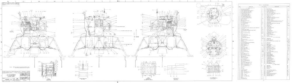 NASA blueprint for Lunar Module side views
