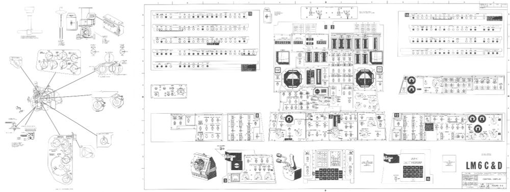 NASA blueprint for Lunar Module cockpit controls