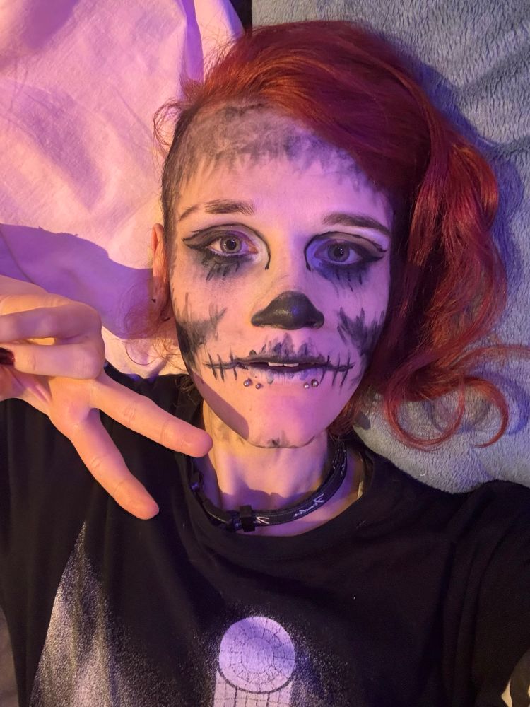 selfie of me with skeleton like makeup 