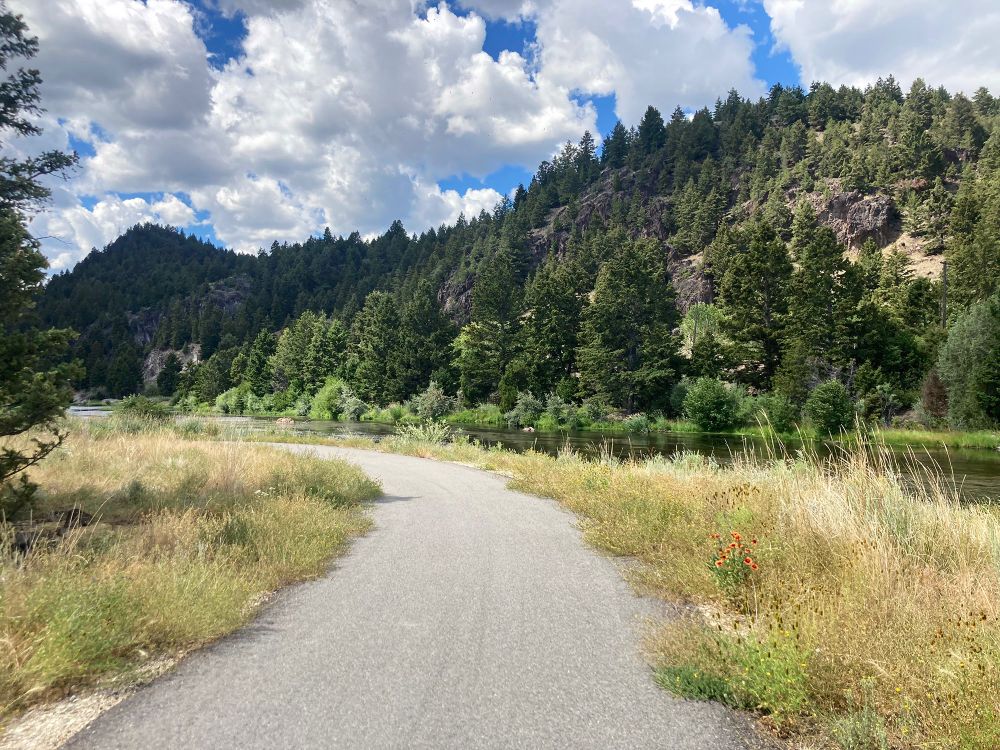 A photo of a path leading through a picturesque Montana canyon a little west of Butte.