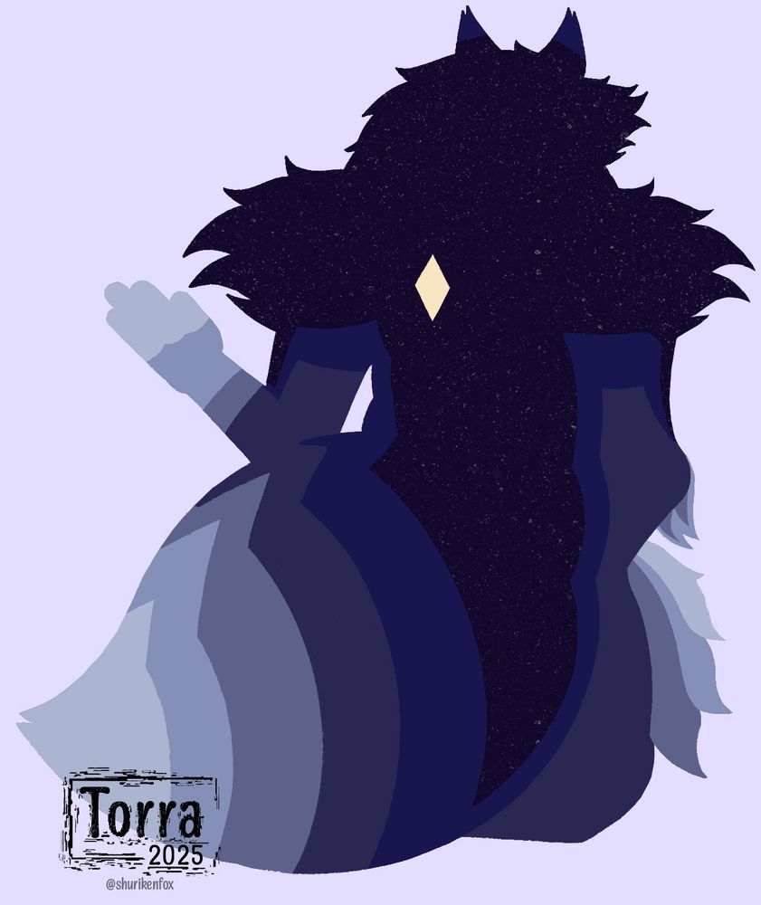 This is a back reference of my Sona, Midnight. He is standing upward and putting one arm out to the side. 

He has inky black and blue fur with light blue-grey highlights, adorned with colourful yellow-pink eyes and red pupils. Some parts of his pelt also show specks that look like stars.