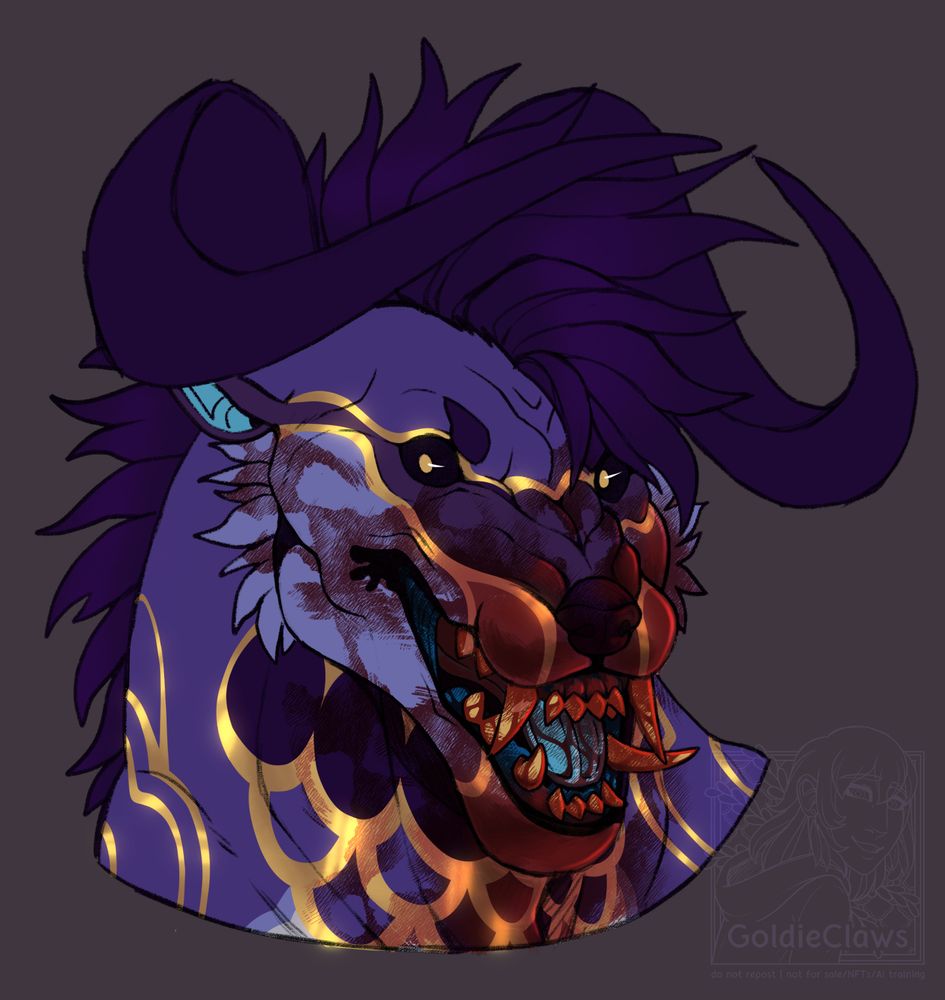 The previous illustration with blood covering my sona's face and neck.