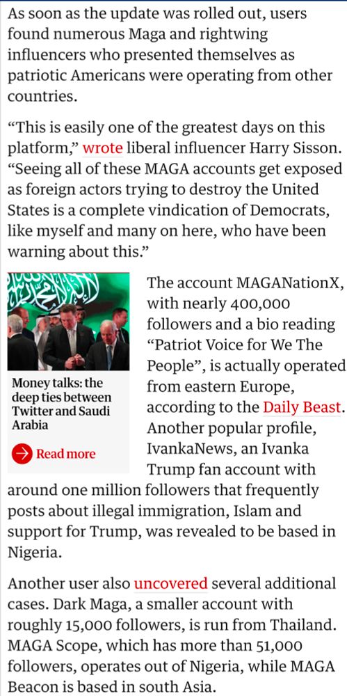Screen shot from https://www.theguardian.com/us-news/2025/nov/23/rightwing-influencers-outside-us-x-twitter-tool
