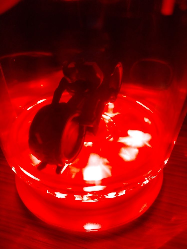 A little plastic model that's inside a TRON: Ares cup.