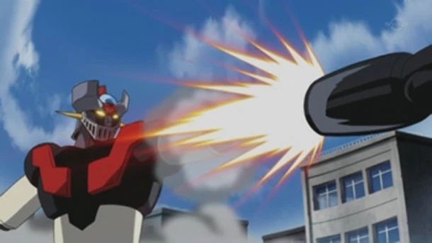 Mazinger Z doing their classic move: a rocket punch!