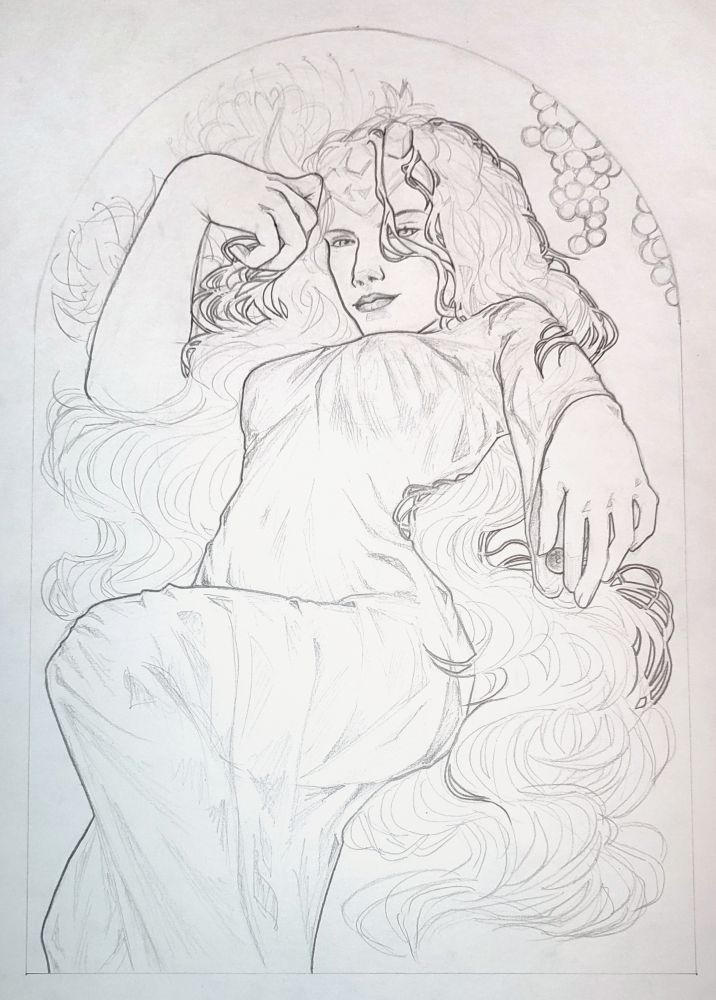 Art nouveau style portrait of Loki