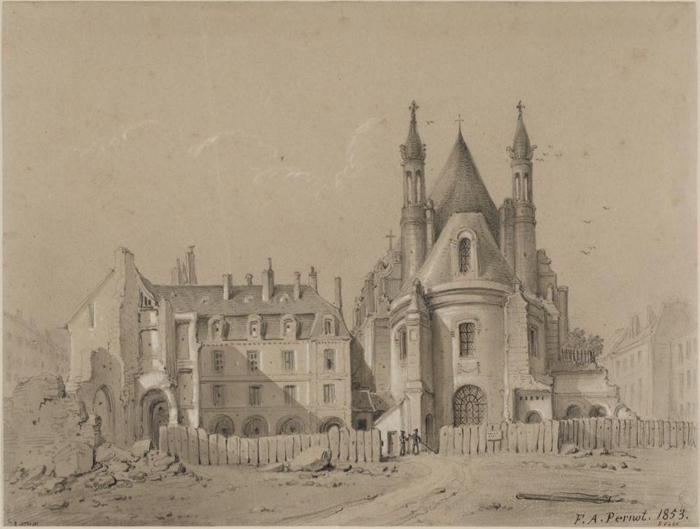 Rue de Rivoli à Paris en 1853, temple protestant protestantisme de l'Oratoire du Louvre et hôtel du Bouchage.