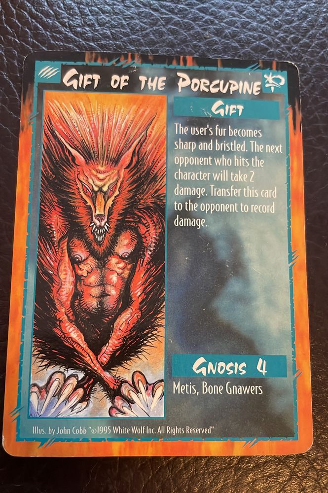Imagen de una carta del TCG Rage “Gift of the porcupine” 