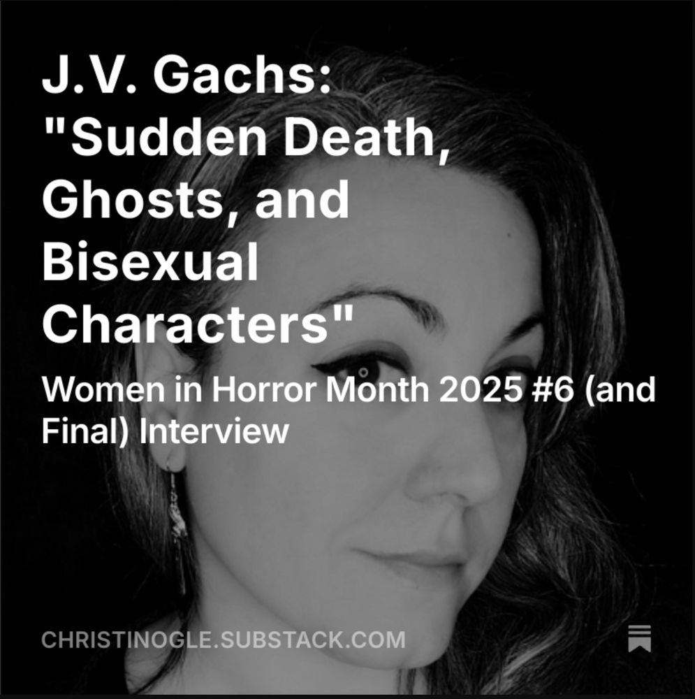 J.V. Gachs: "Sudden Death, Ghosts, and Bisexual Characters" along with a photo of the author J.V. Gachs in 3/4 profile. 