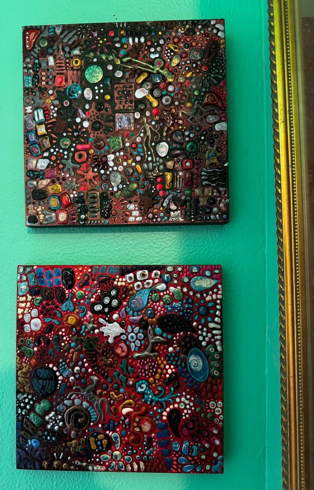 Mosaic style paintings, abstract