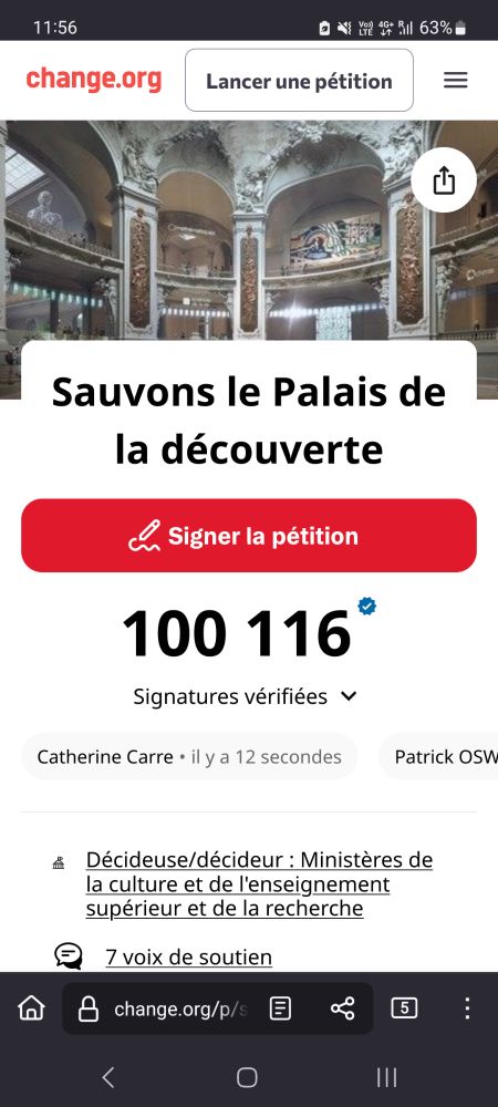 100 000 signatures sur la pétition pour sauver le Palais de la Découverte