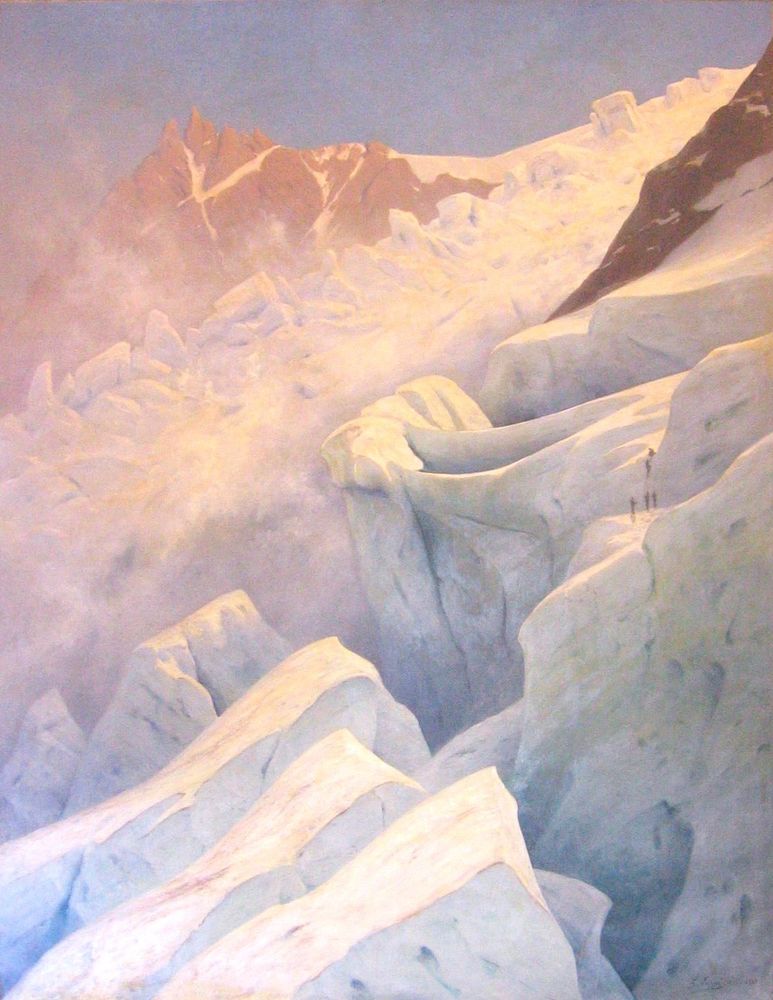 Painting as described, ice and snowy mountain.