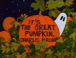 IT'S
THE GREAT PUMPKIN, Charlie Brown, pumpkin patch and ghost