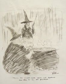 Drawing: two witchers around a cauldron with the caption below (as quoted in post).