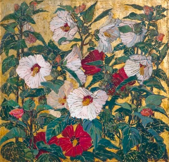 White and red mallows painting 