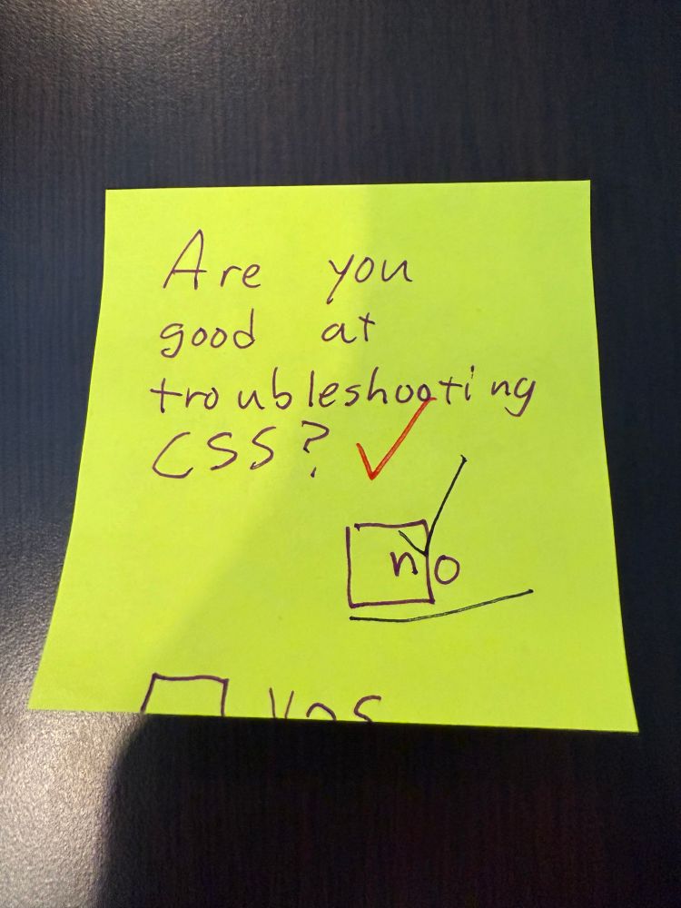 “Are you any good at troubleshooting CSS?” with misaligned answer options