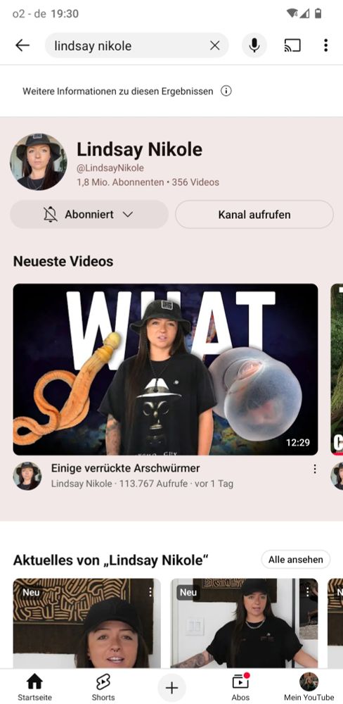 Screenshot of a YouTube thumbnail. The caption reads "Einige verrückte Arschwürmer".