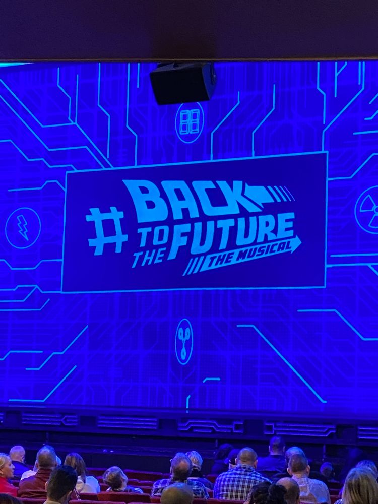 The theatre drop screen curtain showing Back to the Future 
