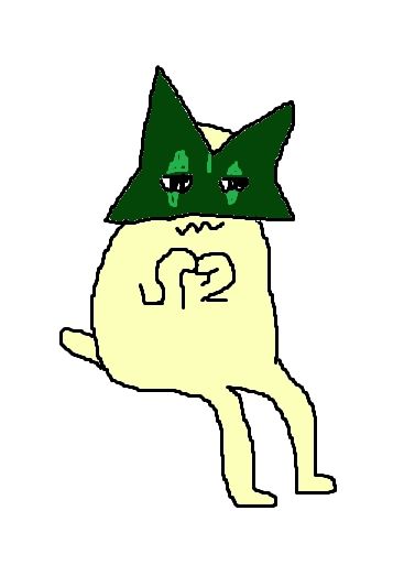 bean meowscarada sitting timidly, rubbing his evil little paws together. he seems to be scheming. or maybe he's feeling shy. drawing with a mouse on mspaint. 