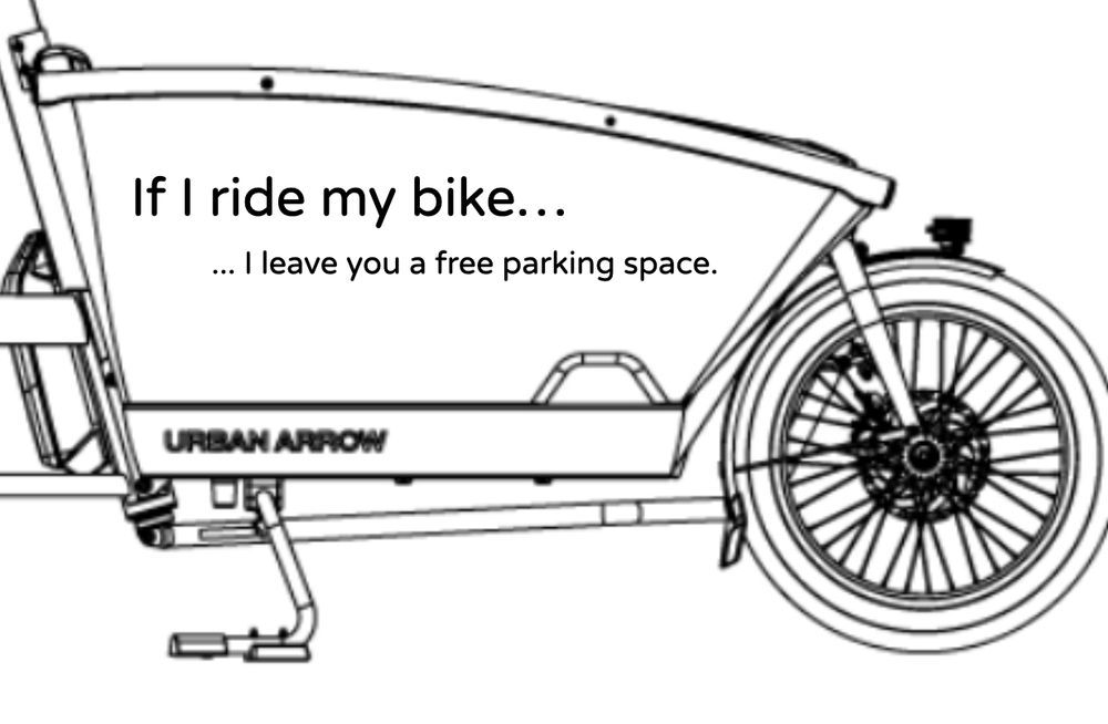 Slogan: If I ride my bike … I leave a free parking space for you.