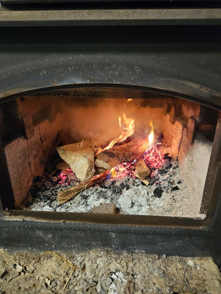 Woodstove burning in the basement 