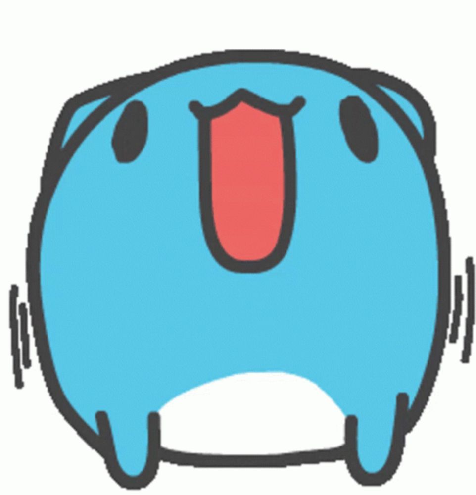 a blue cartoon character with a red tongue sticking out of its mouth