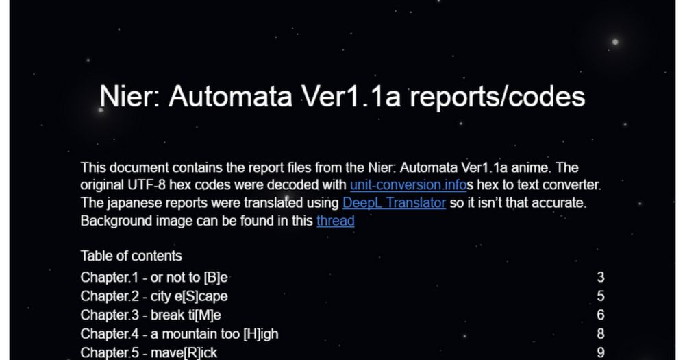 Nier: Automata Ver1.1a reports