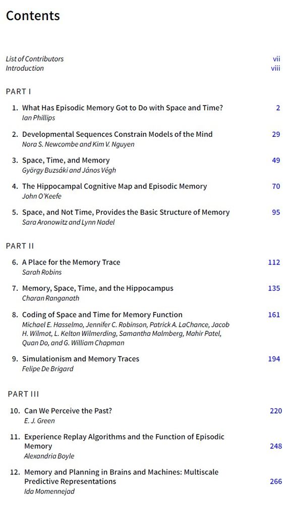 Book contents page