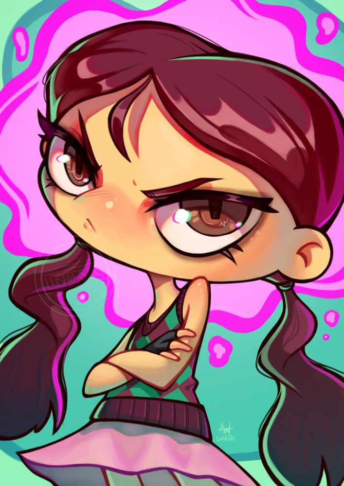 Fan art of Lili Zanotto from Psychonauts. She stands with her arms crossed, with a grumpy expression.