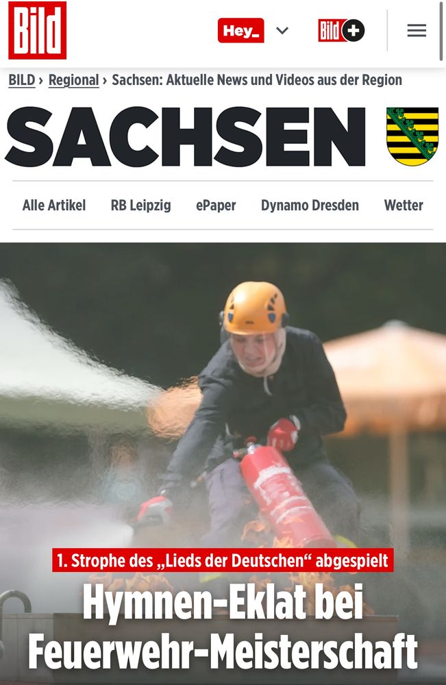 Haltdiefressebild 
BILD › Regional › Sachsen: Aktuelle News und Videos aus der Region
SACHSEN

1. Strophe des „Lieds der Deutschen" abgespielt Hymnen Eklat bei Feuerwehr-Meisterschaft
