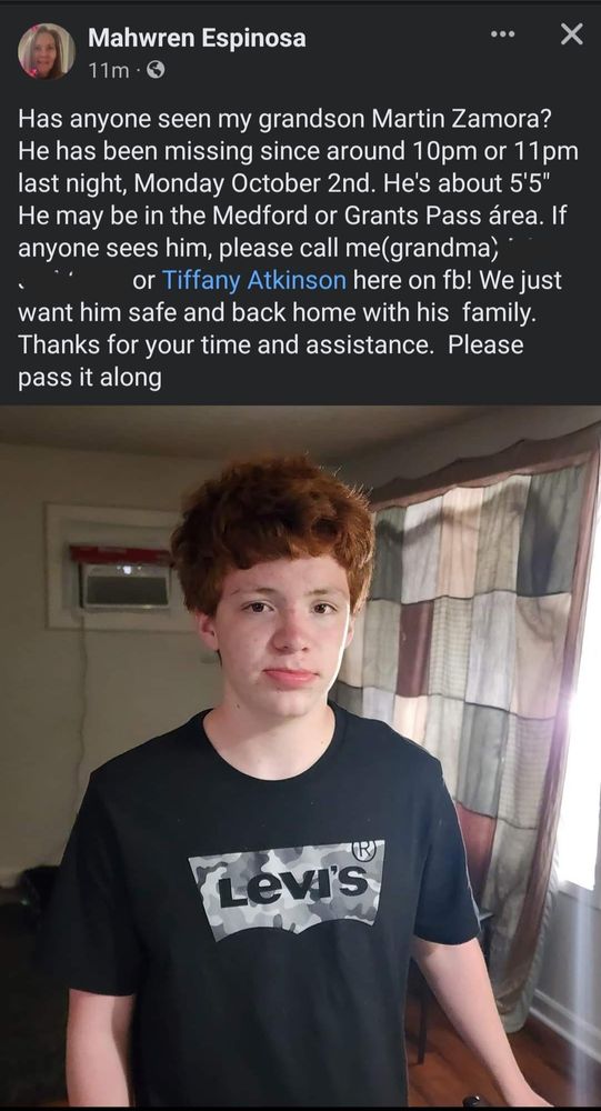 A photograph of Martin Zamora, a child who disappeared October 2nd from the Medford, Oregon area.