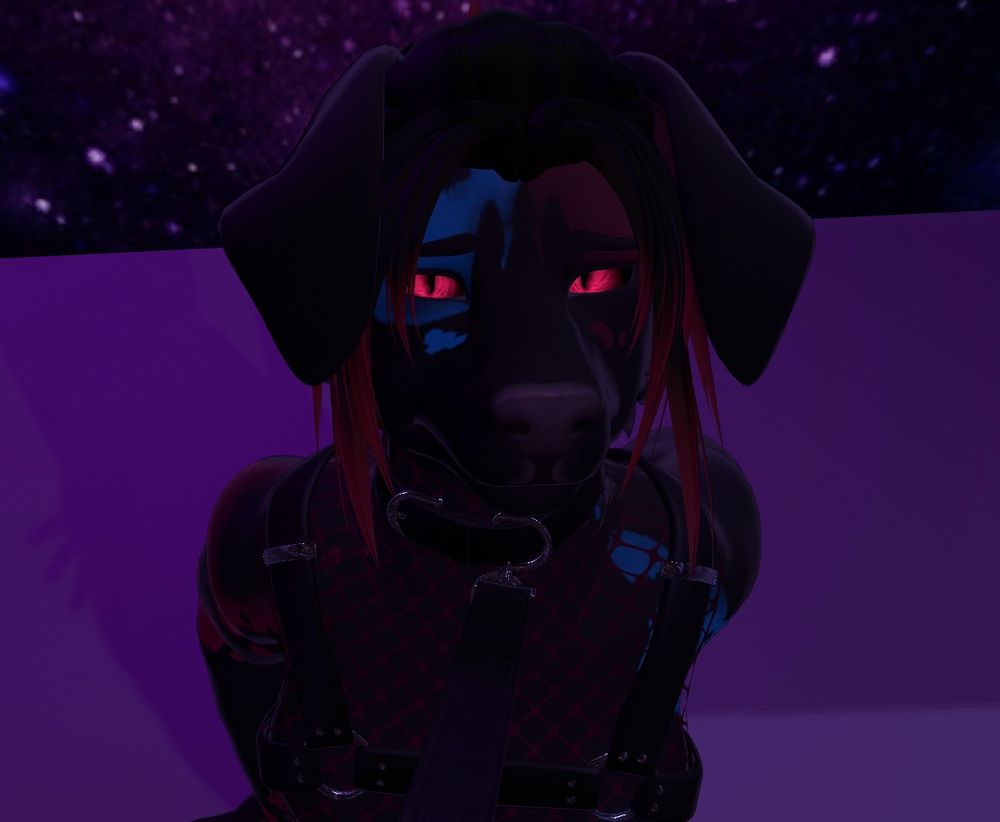 Ati on his knees like a good pup