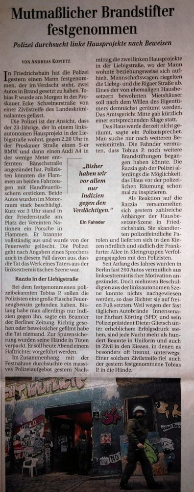 Scan eines Zeitungsberichts dazu