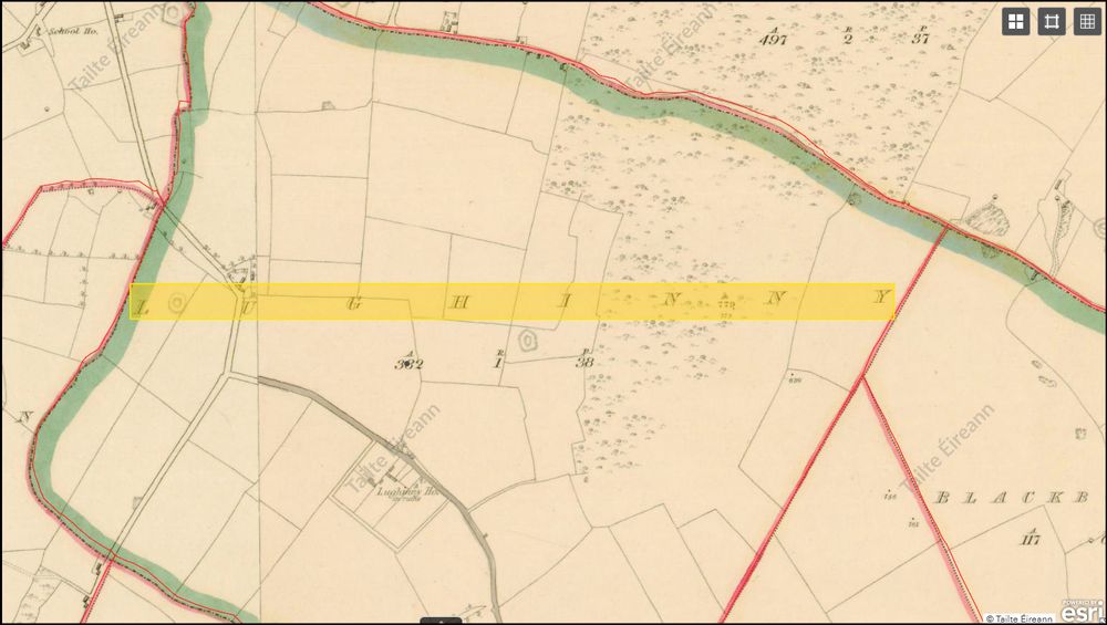'Lughinny' marcáilte ar léarscáil 6" na Suirbhéireachta Ordanáis.