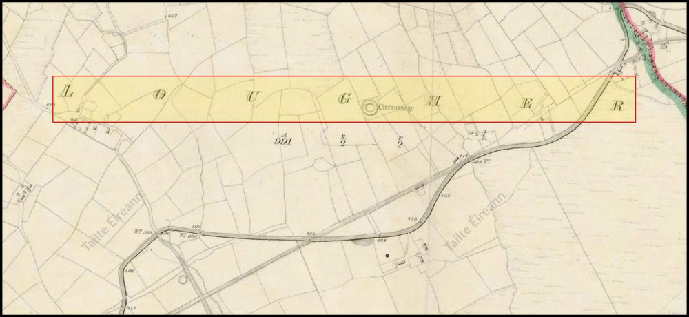 'Lougher' marcáilte ar léarscáil 6" na Suirbhéireachta Ordanáis.
© Tailte Éireann