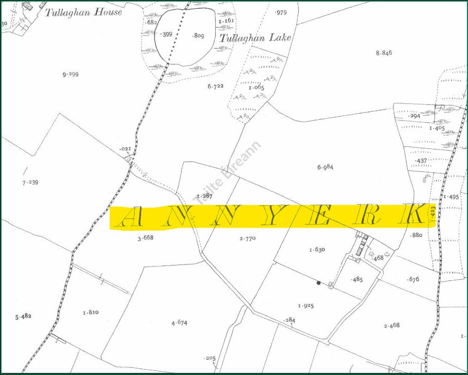 'Annyerk' marcáilte ar léarscáil 25" na Suirbhéireachta Ordanáis.