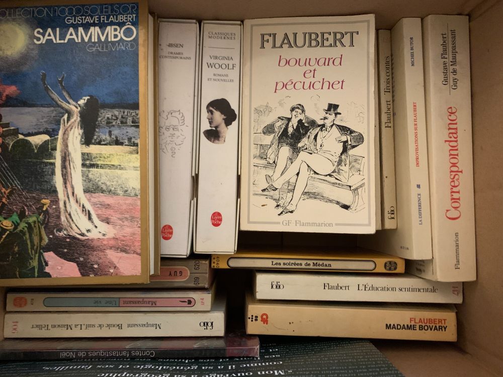 livres de Flaubert mis dans un carton
