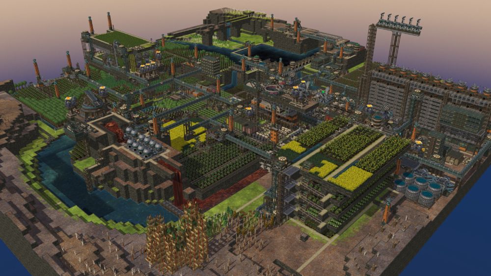 Timberborn game screenshot, of a beaver mega city 