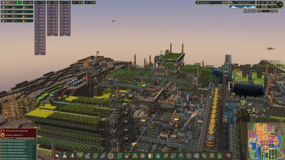 Timberborn game screenshot, of a beever mega city 