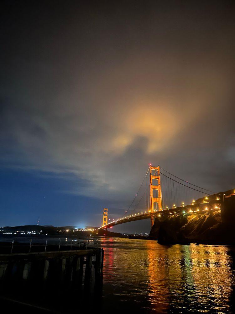 Golden Gate Bridge at night. 