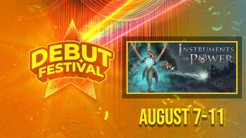 Instruments of Power logo over magical key art, with Debut Festival branding