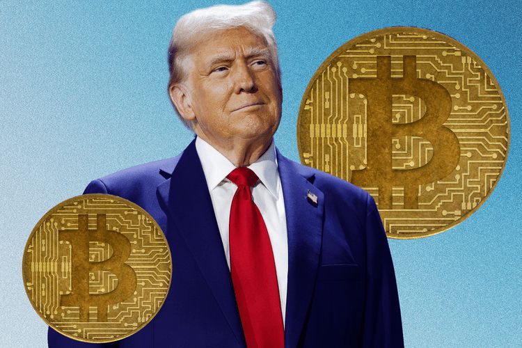 Trump with Bitcoin images. 