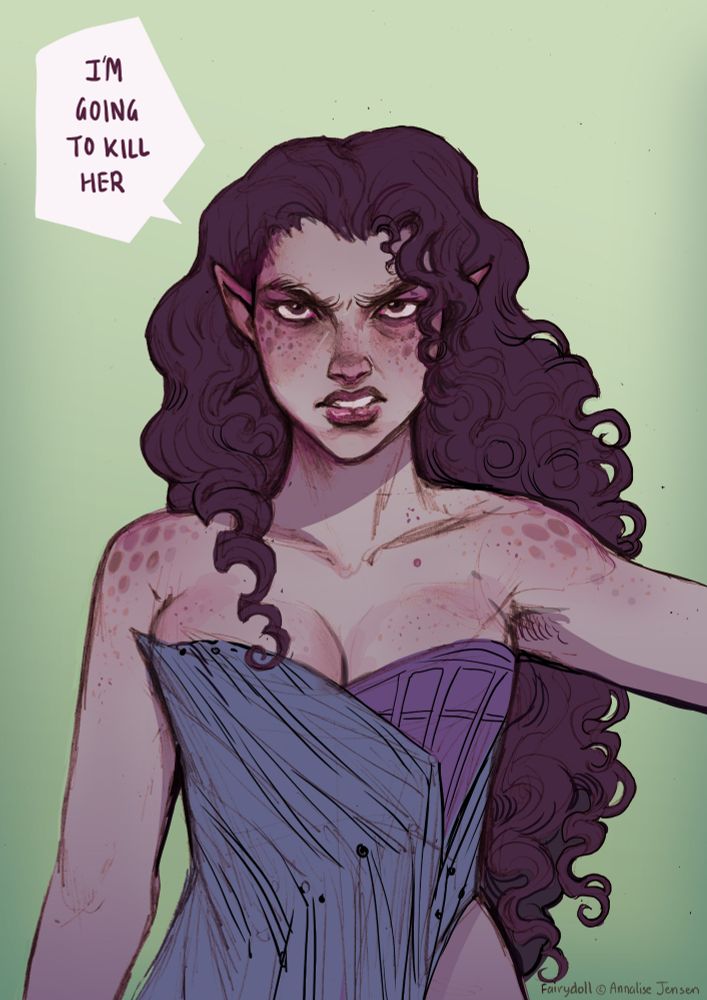 Princess juniper staring at the viewer. She says "I'm going to kill her."