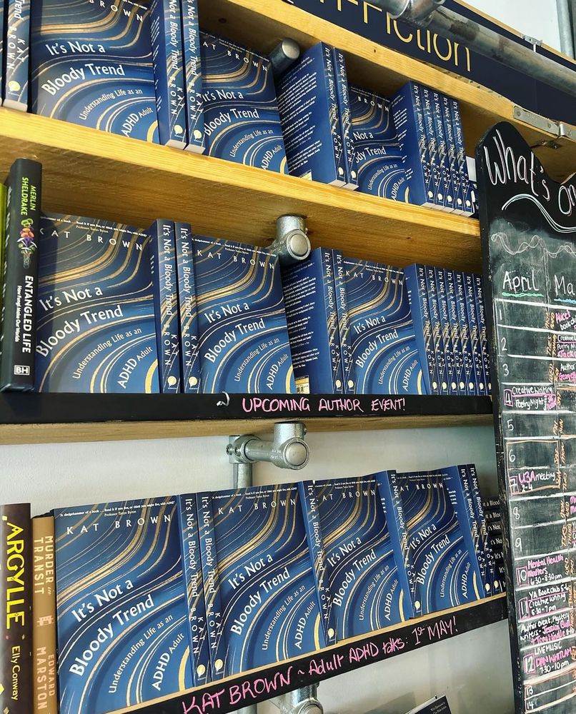 A shelf full of It’s Not a Bloody Trend at Goldfinch Books in Alton, Hampshire