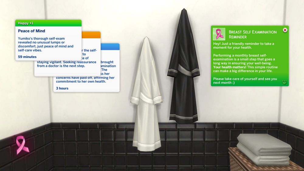 Moodlets from self-examination and doctor's visit with a self checkup reminder notification.