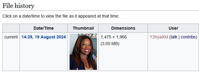 A screenshot of the updated portrait from the second screenshot being uploaded to Wikimedia on August 19, 2024.