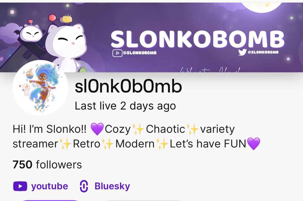 A screen shot of the Sl0nk0b0mb Twitch channel
