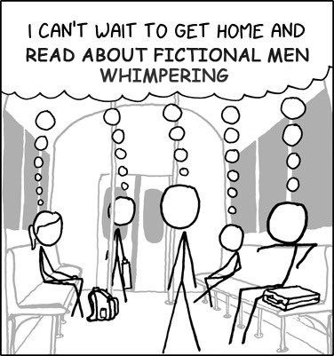 text that says "I cant wait to go home and read about fictional men whimpering"