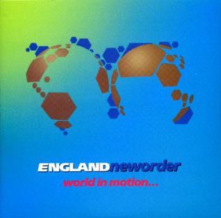 7 inch single sleeve of World In Motion by New Order.